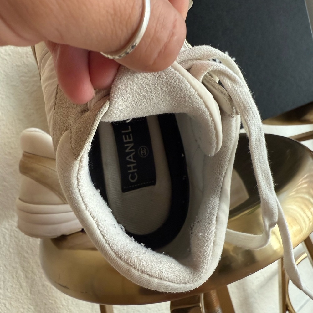 Chanel Women's Sneakers off-white, suede leather & fabric 38 - Picture 9 of 12
